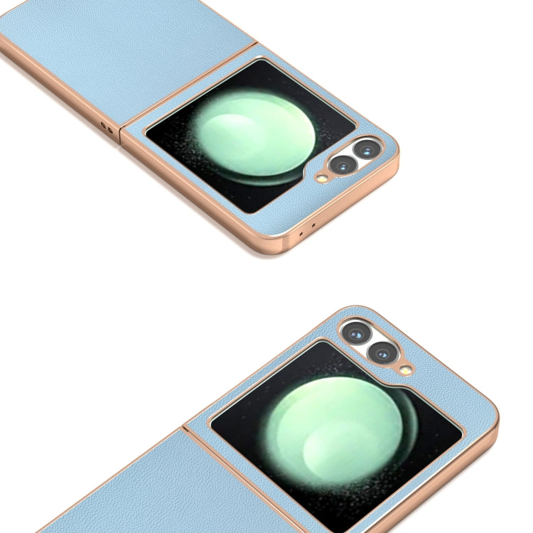 For Samsung Galaxy Z Flip6 / Flip7 FE ABEEL Electroplated Frame Genuine Leather Elegant Phone Case