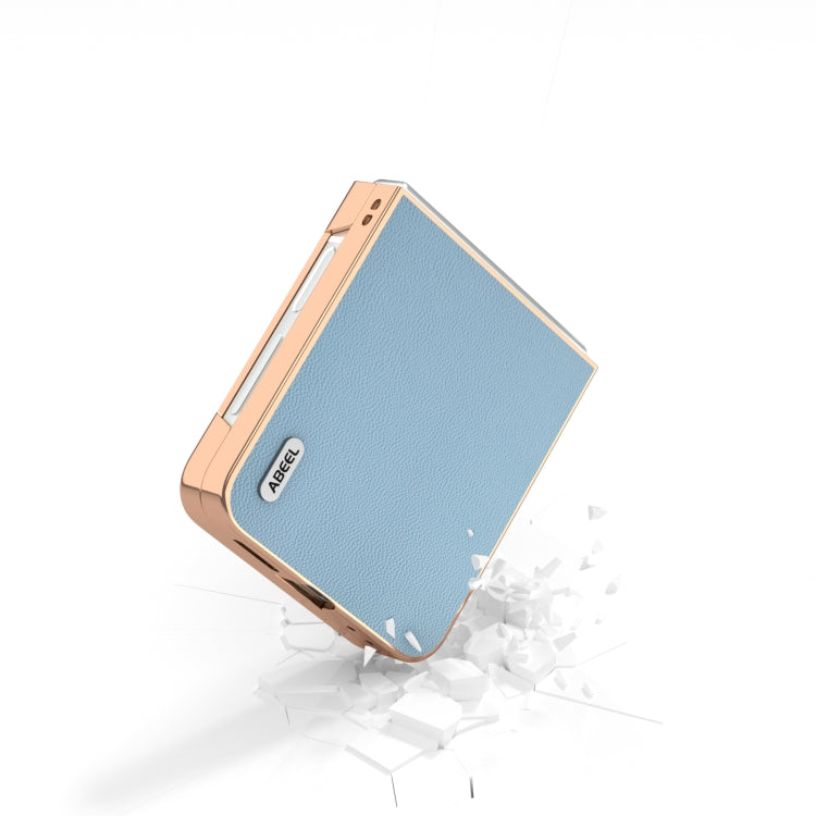 For Samsung Galaxy Z Flip6 / Flip7 FE ABEEL Electroplated Frame Genuine Leather Elegant Phone Case