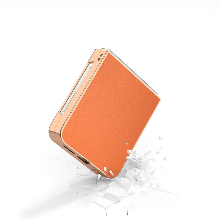 For Samsung Galaxy Z Flip6 / Flip7 FE PU Leather Electroplating Frame Full Coverage Phone Case