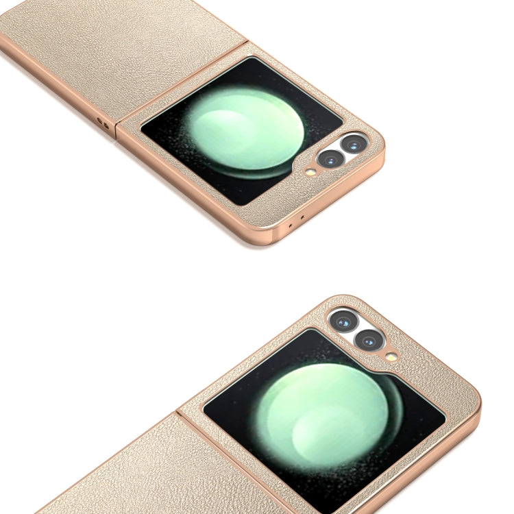 For Samsung Galaxy Z Flip6 / Flip7 FE PU Leather Electroplating Frame Full Coverage Phone Case