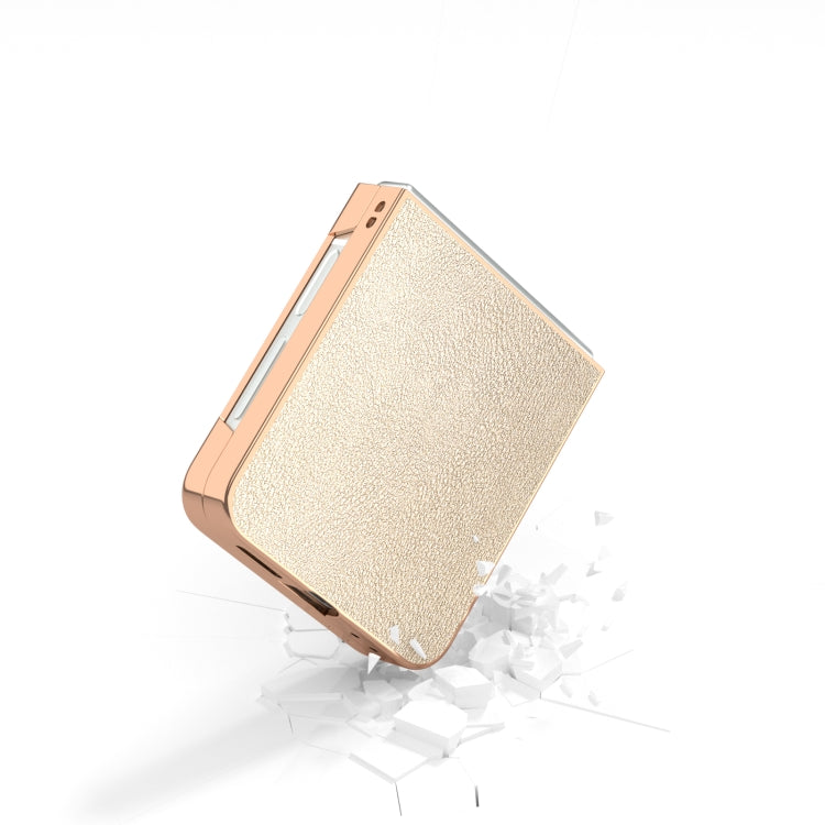 For Samsung Galaxy Z Flip6 / Flip7 FE PU Leather Electroplating Frame Full Coverage Phone Case