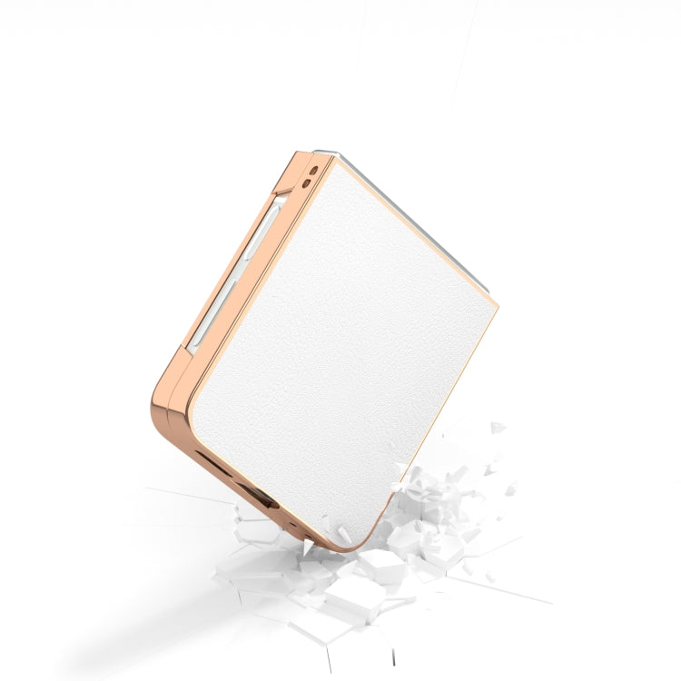 For Samsung Galaxy Z Flip6 / Flip7 FE PU Leather Electroplating Frame Full Coverage Phone Case
