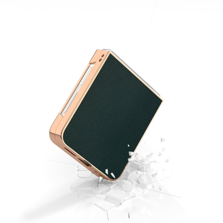 For Samsung Galaxy Z Flip6 / Flip7 FE PU Leather Electroplating Frame Full Coverage Phone Case