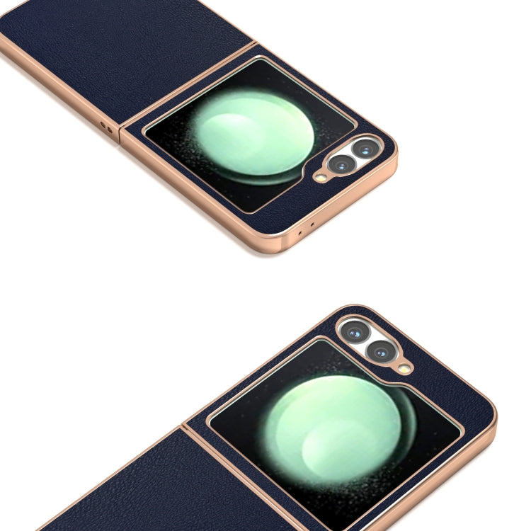 For Samsung Galaxy Z Flip6 / Flip7 FE PU Leather Electroplating Frame Full Coverage Phone Case