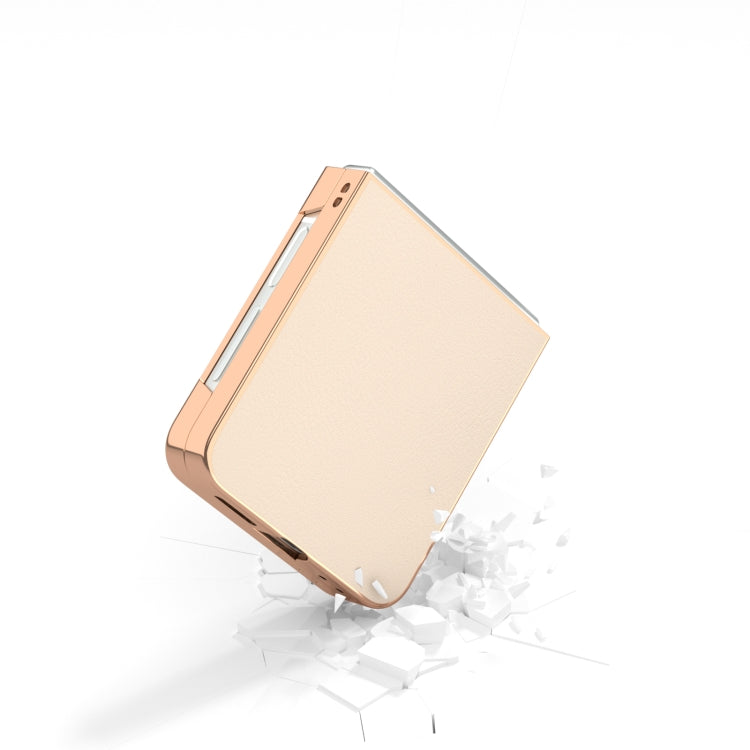 For Samsung Galaxy Z Flip6 / Flip7 FE PU Leather Electroplating Frame Full Coverage Phone Case