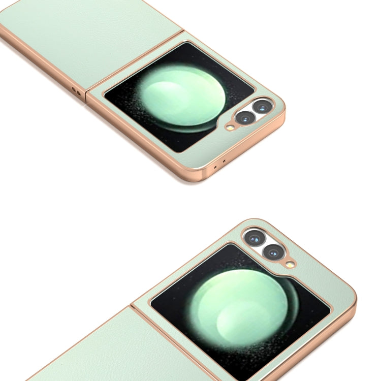 For Samsung Galaxy Z Flip6 / Flip7 FE PU Leather Electroplating Frame Full Coverage Phone Case