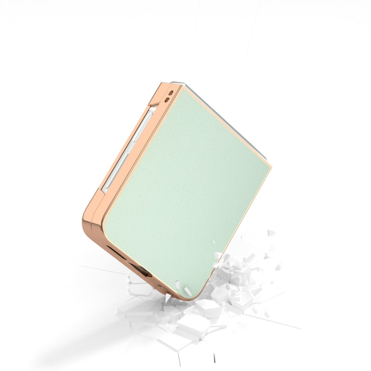 For Samsung Galaxy Z Flip6 / Flip7 FE PU Leather Electroplating Frame Full Coverage Phone Case