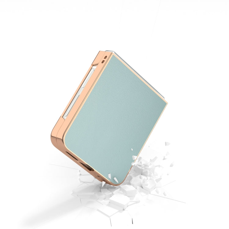 For Samsung Galaxy Z Flip6 / Flip7 FE PU Leather Electroplating Frame Full Coverage Phone Case