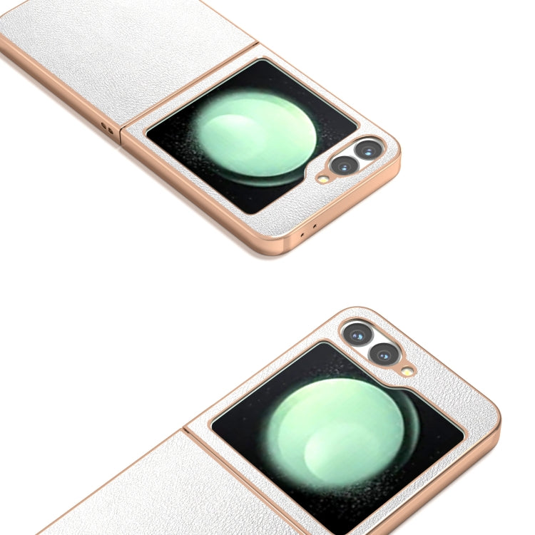 For Samsung Galaxy Z Flip6 / Flip7 FE PU Leather Electroplating Frame Full Coverage Phone Case
