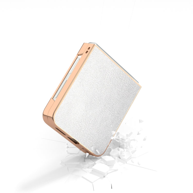 For Samsung Galaxy Z Flip6 / Flip7 FE PU Leather Electroplating Frame Full Coverage Phone Case