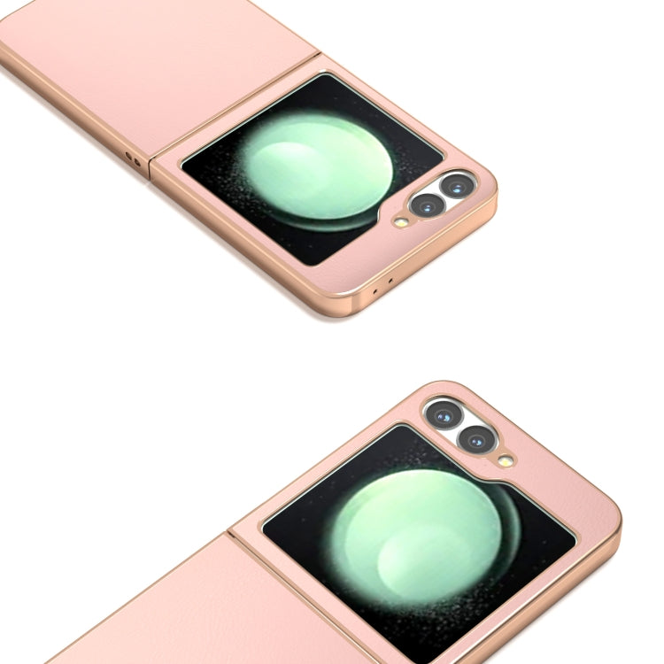 For Samsung Galaxy Z Flip6 / Flip7 FE PU Leather Electroplating Frame Full Coverage Phone Case