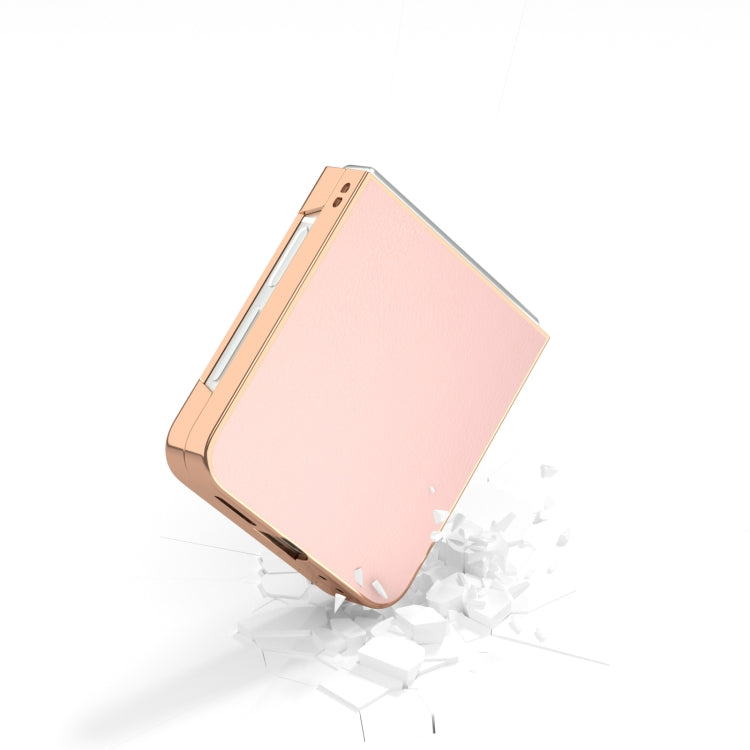 For Samsung Galaxy Z Flip6 / Flip7 FE PU Leather Electroplating Frame Full Coverage Phone Case