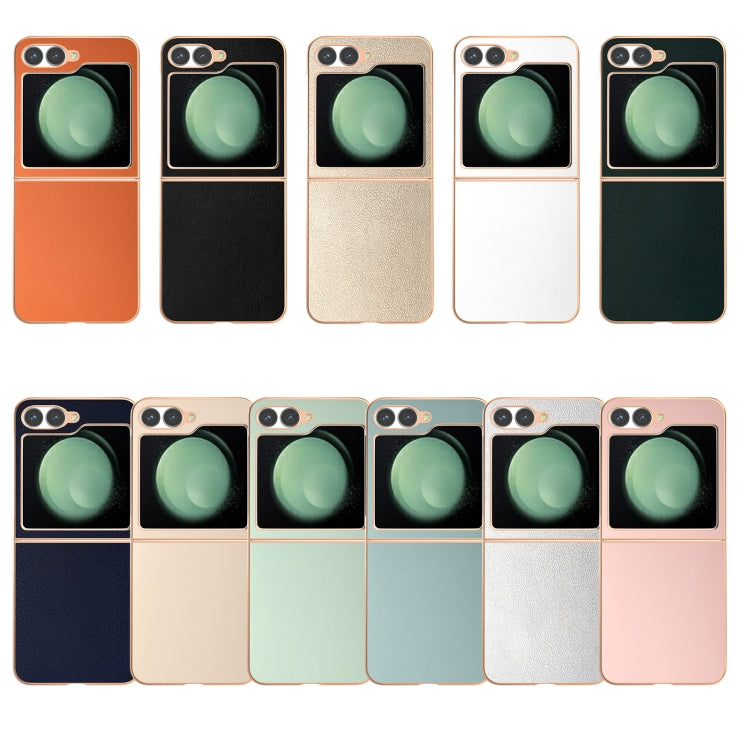 For Samsung Galaxy Z Flip6 / Flip7 FE PU Leather Electroplating Frame Full Coverage Phone Case