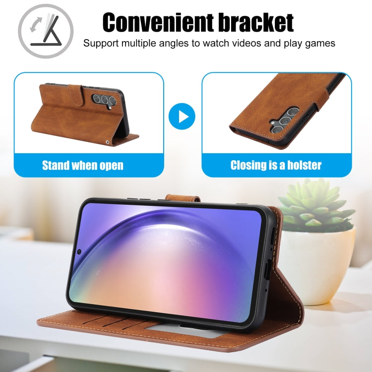 For Samsung Galaxy A55 5G Fantasy Skin-feel Calfskin Texture Leather Phone Case