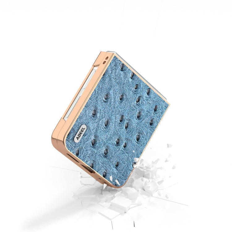 For Samsung Galaxy Z Flip6 / Flip7 FE ABEEL Electroplating Frame Genuine Leather Ostrich Texture Phone Case