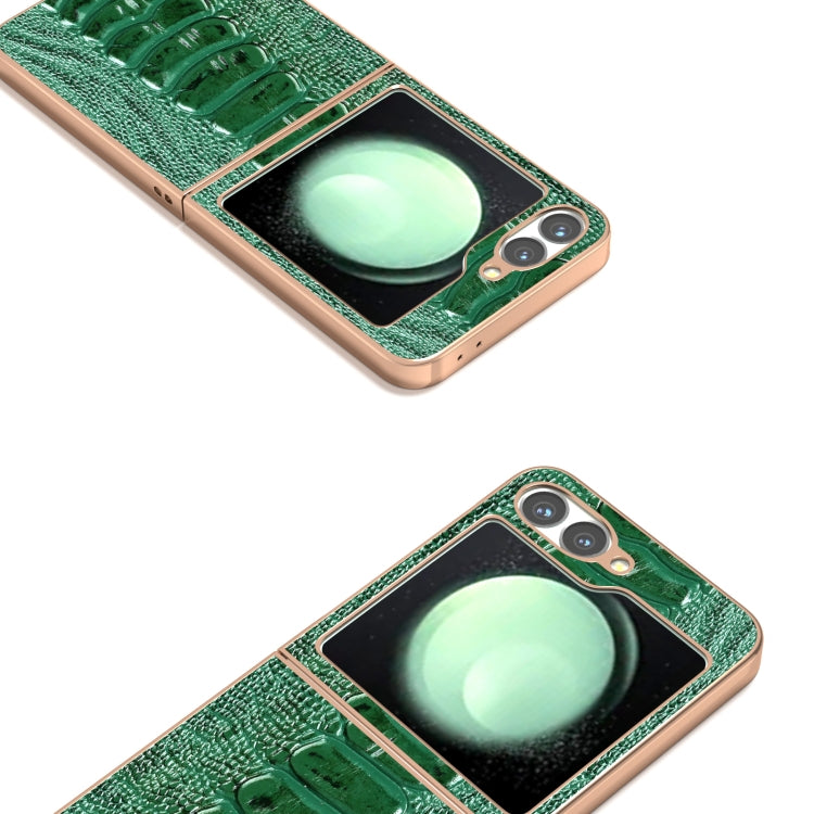 For Samsung Galaxy Z Flip6 / Flip7 FE ABEEL Electroplating Frame Genuine Leather Weilai Series Phone Case