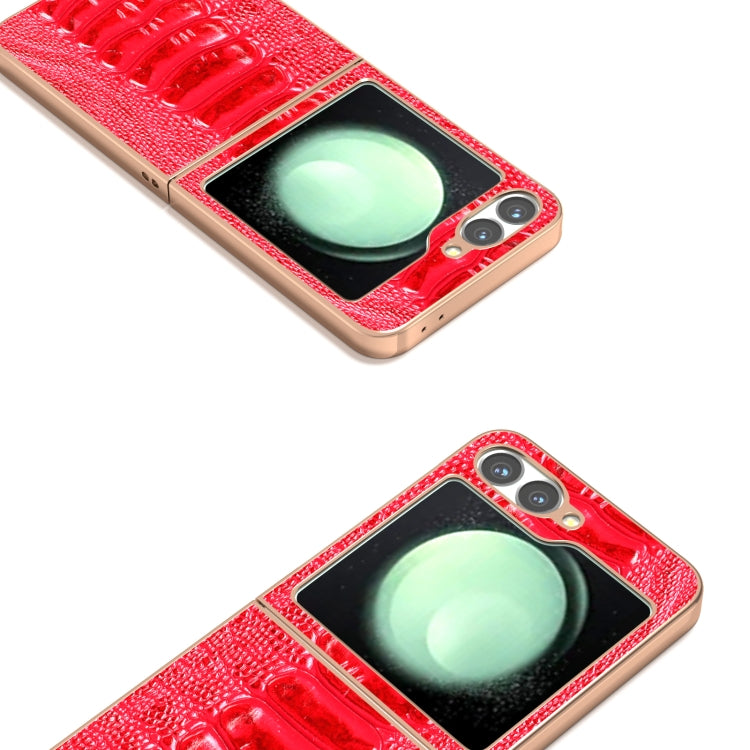 For Samsung Galaxy Z Flip6 / Flip7 FE ABEEL Electroplating Frame Genuine Leather Weilai Series Phone Case