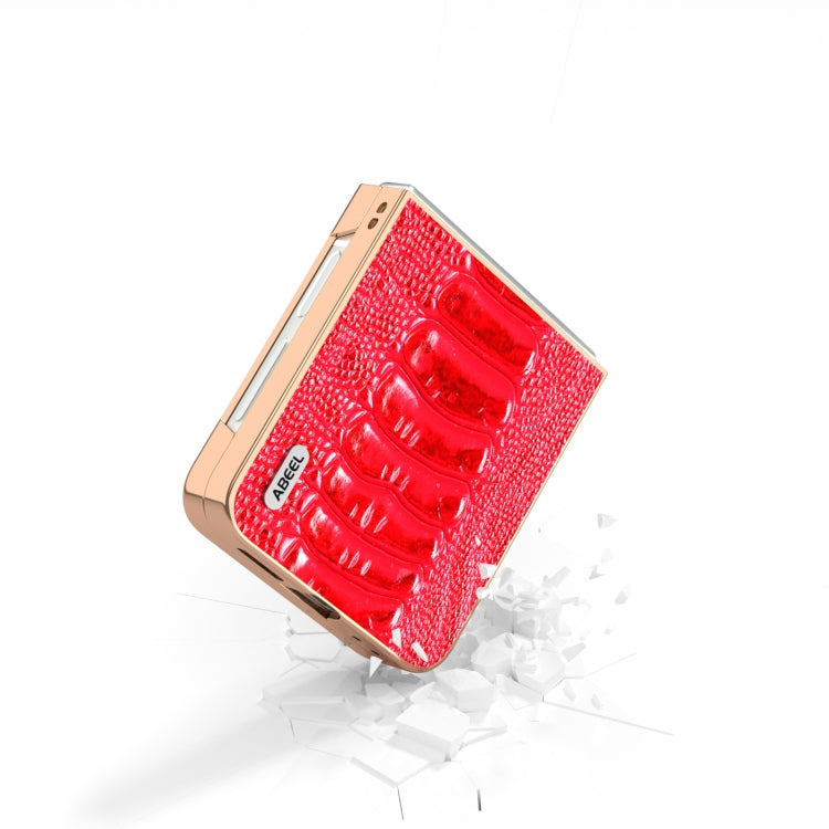 For Samsung Galaxy Z Flip6 / Flip7 FE ABEEL Electroplating Frame Genuine Leather Weilai Series Phone Case