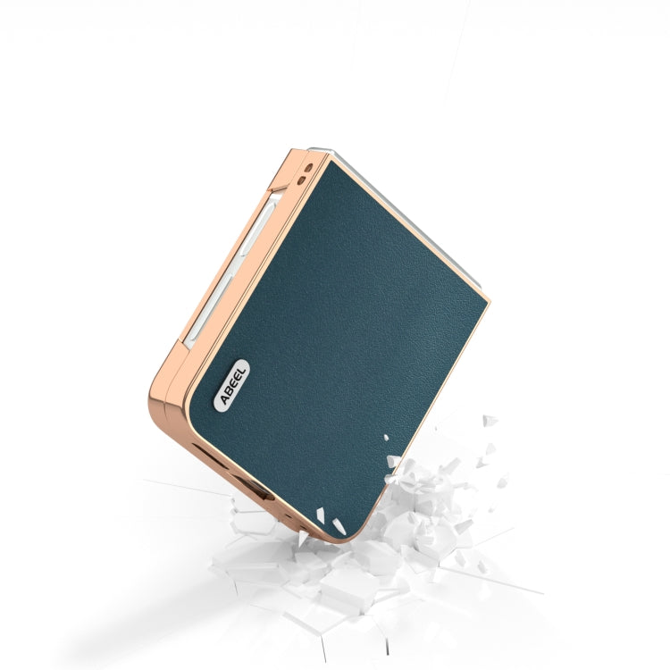 For Samsung Galaxy Z Flip6 / Flip7 FE ABEEL Electroplating Frame Genuine Leather Xiaoya Series Phone Case
