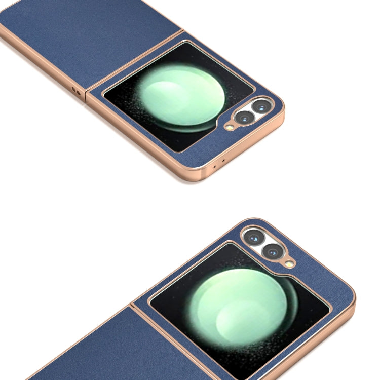 For Samsung Galaxy Z Flip6 / Flip7 FE ABEEL Electroplating Frame Genuine Leather Xiaoya Series Phone Case