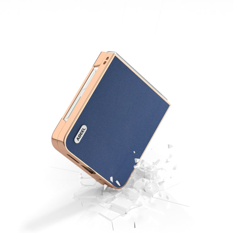 For Samsung Galaxy Z Flip6 / Flip7 FE ABEEL Electroplating Frame Genuine Leather Xiaoya Series Phone Case