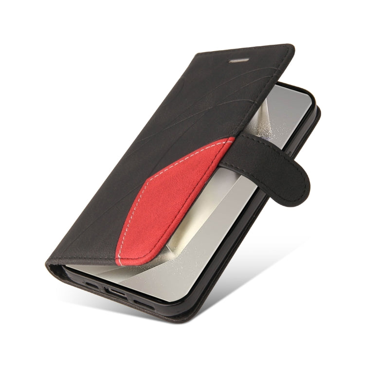 For Galaxy S25 Ultra 5G Dual-color Splicing Flip Leather Phone Case