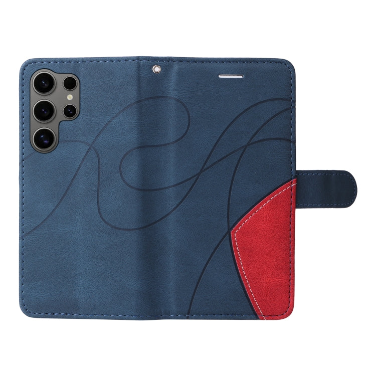 For Galaxy S25 Ultra 5G Dual-color Splicing Flip Leather Phone Case