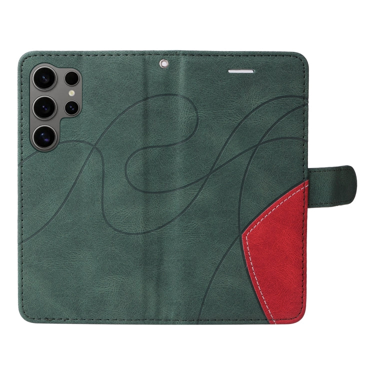 For Galaxy S25 Ultra 5G Dual-color Splicing Flip Leather Phone Case
