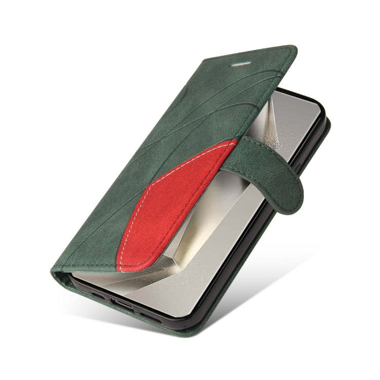 For Galaxy S25 Ultra 5G Dual-color Splicing Flip Leather Phone Case