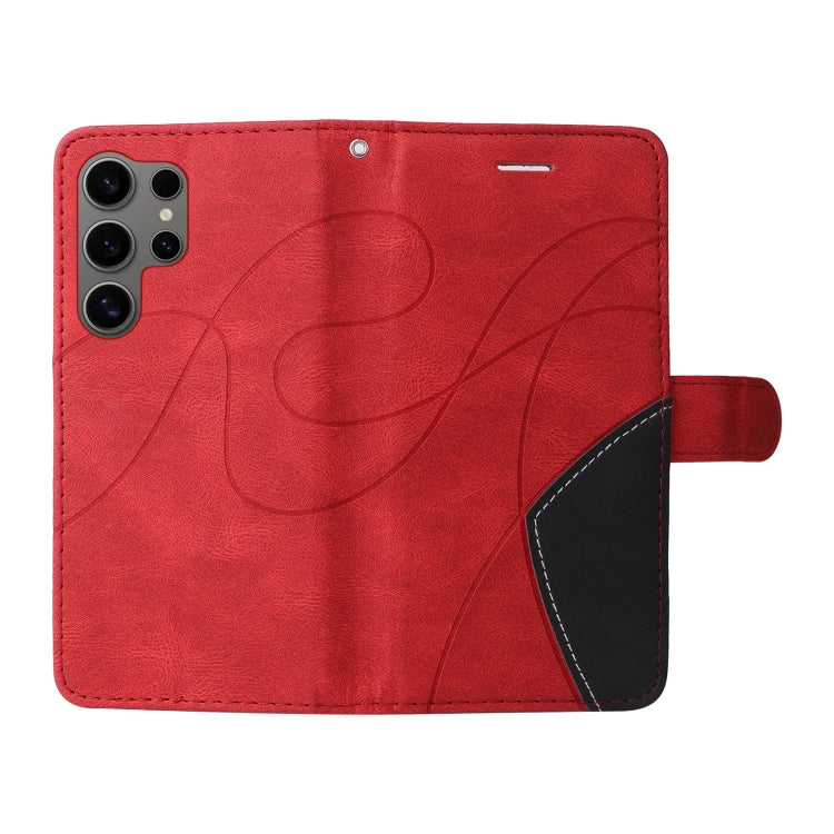 For Galaxy S25 Ultra 5G Dual-color Splicing Flip Leather Phone Case