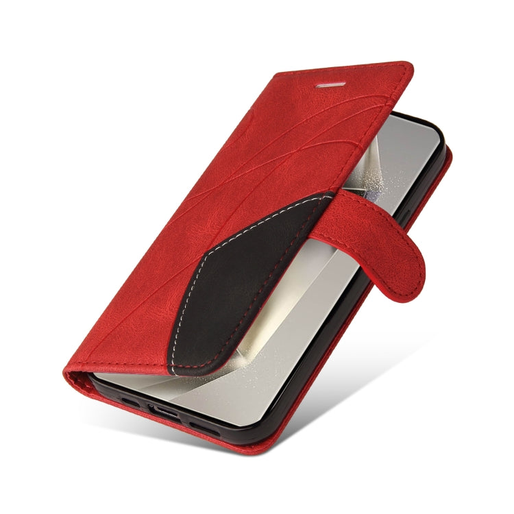 For Galaxy S25 Ultra 5G Dual-color Splicing Flip Leather Phone Case