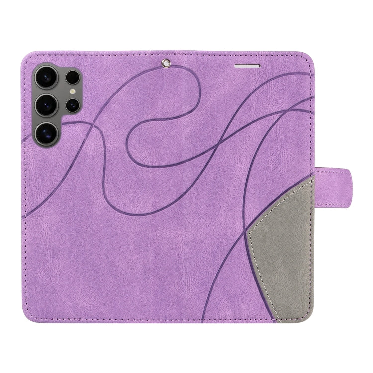For Galaxy S25 Ultra 5G Dual-color Splicing Flip Leather Phone Case