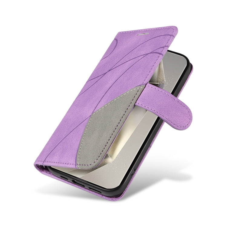For Galaxy S25 Ultra 5G Dual-color Splicing Flip Leather Phone Case