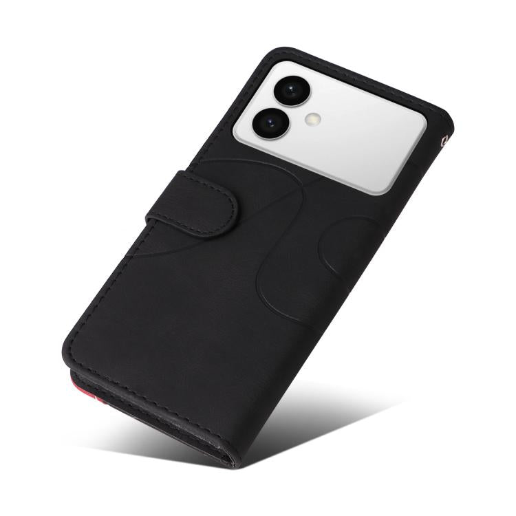 For Galaxy S26 Edge 5G Dual-color Splicing Flip Leather Phone Case