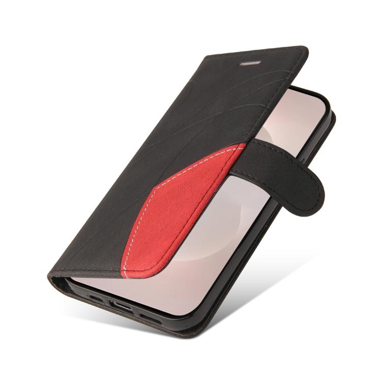 For Galaxy S26 Edge 5G Dual-color Splicing Flip Leather Phone Case