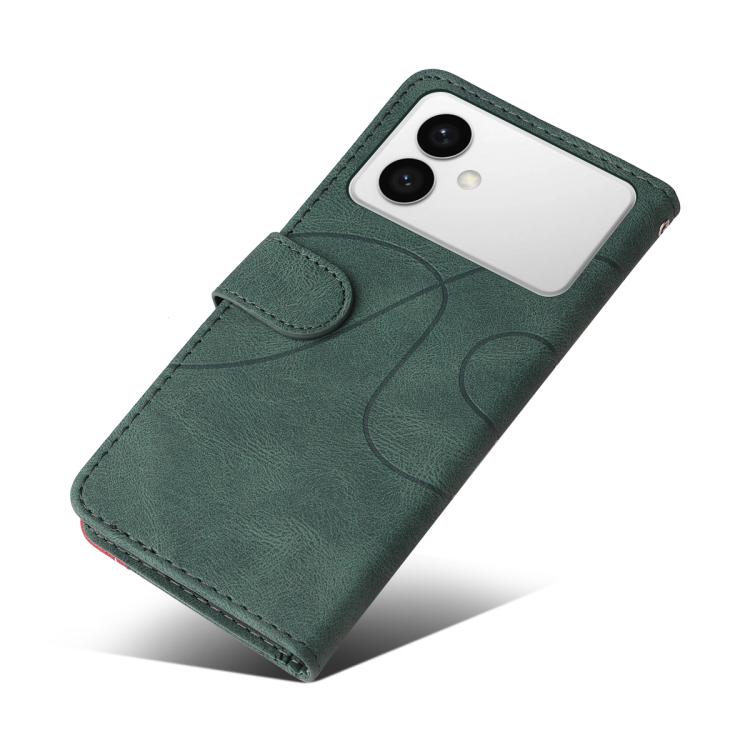 For Galaxy S26 Edge 5G Dual-color Splicing Flip Leather Phone Case