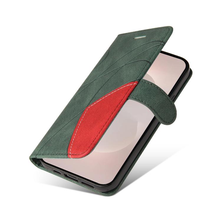 For Galaxy S26 Edge 5G Dual-color Splicing Flip Leather Phone Case