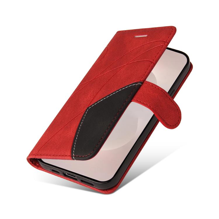 For Galaxy S26 Edge 5G Dual-color Splicing Flip Leather Phone Case