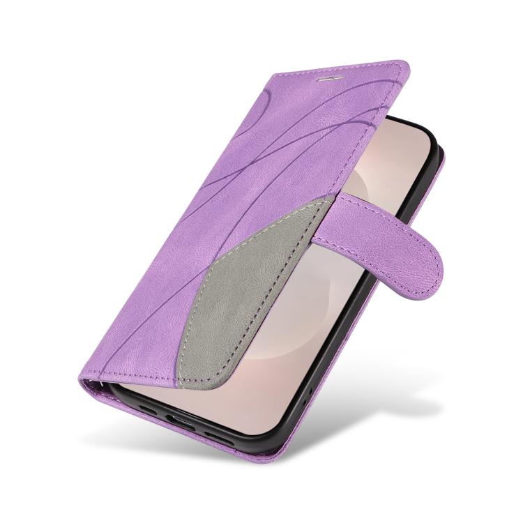 For Galaxy S26 Edge 5G Dual-color Splicing Flip Leather Phone Case