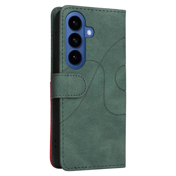 For Galaxy S26+ 5G Dual-color Splicing Flip Leather Phone Case