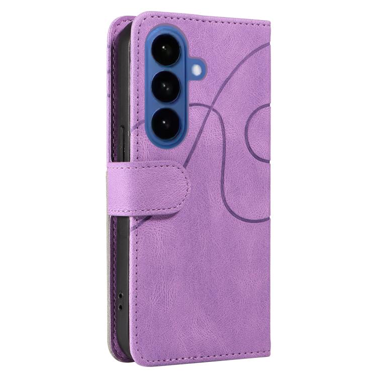 For Galaxy S26+ 5G Dual-color Splicing Flip Leather Phone Case