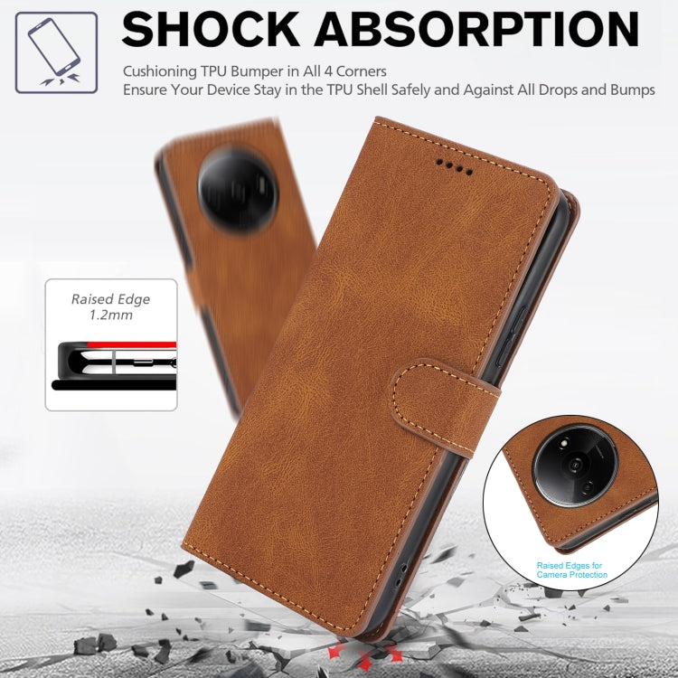 For Xiaomi Poco C61 4G Global Fantasy Skin-feel Calfskin Texture Leather Phone Case