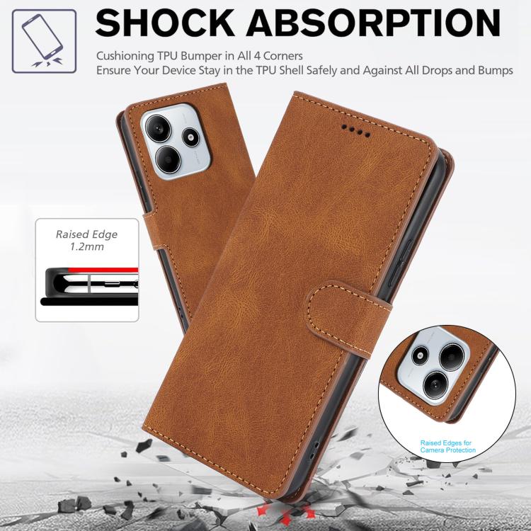 For Xiaomi Poco M7 Pro 5G Fantasy Skin-feel Calfskin Texture Leather Phone Case