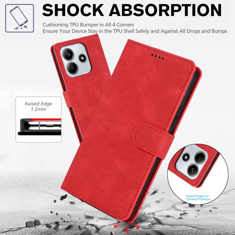For Redmi Note 14 5G Fantasy Skin-feel Calfskin Texture Leather Phone Case