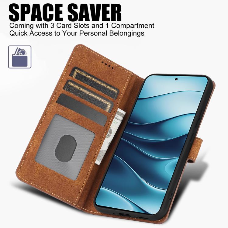 For Redmi Note 14 5G Fantasy Skin-feel Calfskin Texture Leather Phone Case
