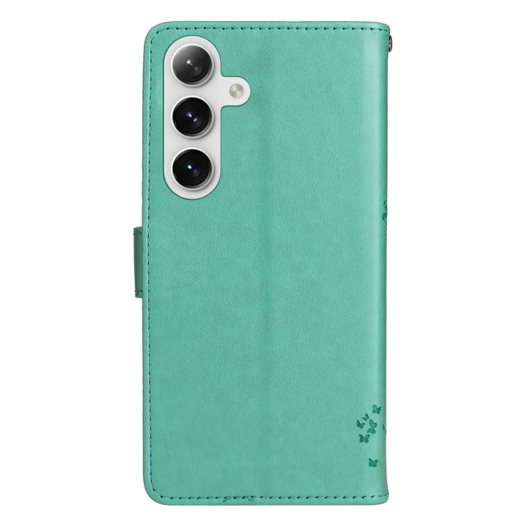 For Galaxy S25 / S24 5G Tree & Cat Embossed Pattern Flip Leather Phone Case