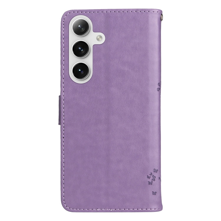 For Galaxy S25 / S24 5G Tree & Cat Embossed Pattern Flip Leather Phone Case