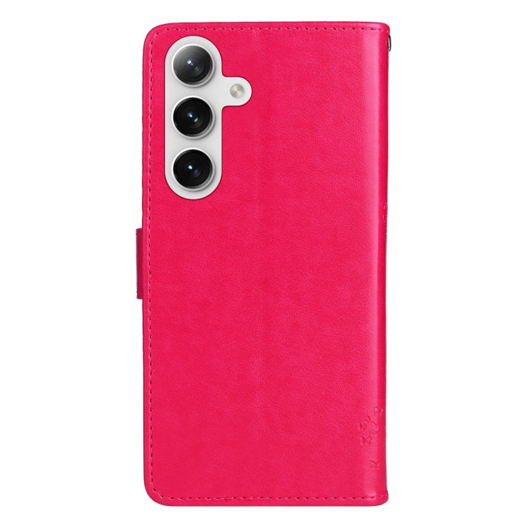 For Galaxy S25 / S24 5G Tree & Cat Embossed Pattern Flip Leather Phone Case