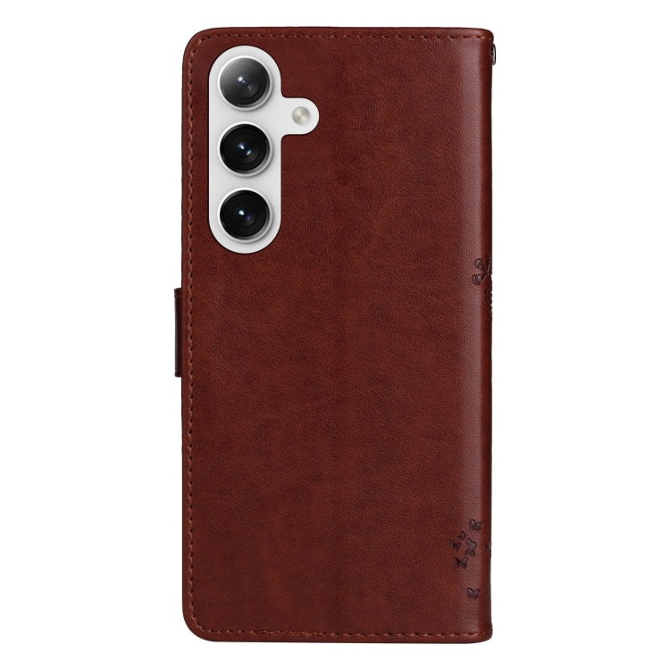 For Galaxy S25 / S24 5G Tree & Cat Embossed Pattern Flip Leather Phone Case