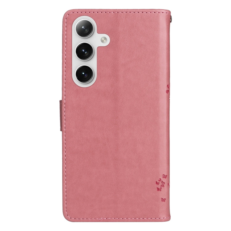 For Galaxy S25+ / S24+ 5G Tree & Cat Embossed Pattern Flip Leather Phone Case
